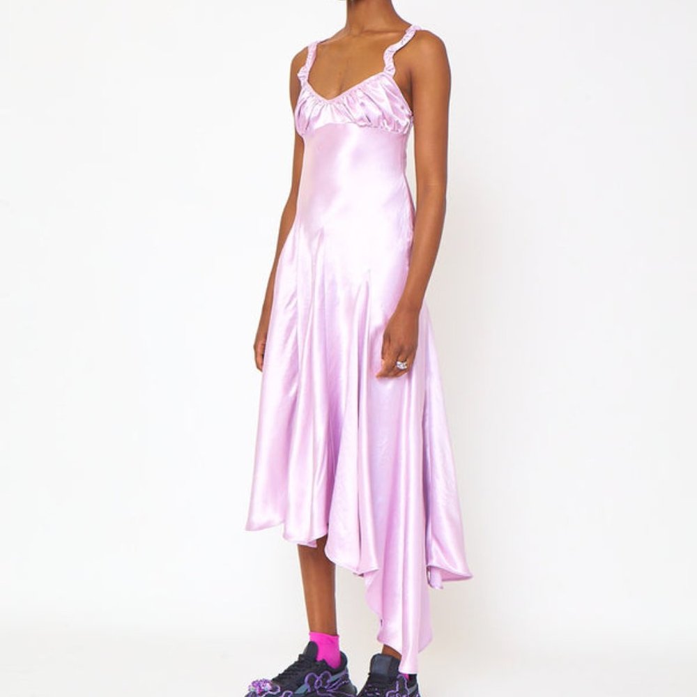 NEW Collina Strada Ivy Satin Slip Dress in Lilac/Light Purple-Pink